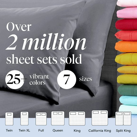 LuxClub 6 PC Sheet Set Sheets Deep Pockets 18" Eco Friendly Wrinkle Free Sheets - Picture 10 of 11